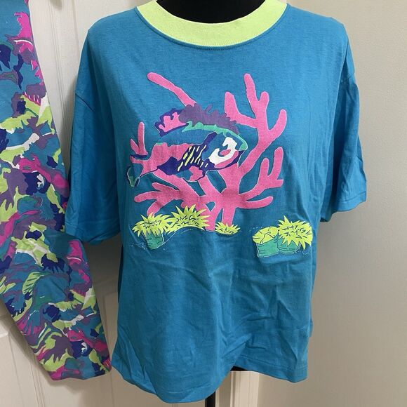 Vintage Jacques Moret 80s Neon Capri Leggings & Top Set Exercise Dance Party - Picture 3 of 11